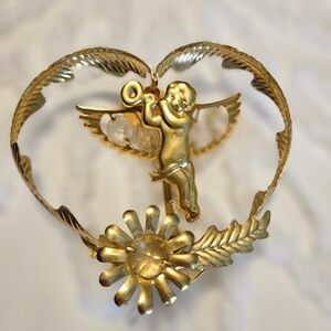Gold Cherub In Heart
